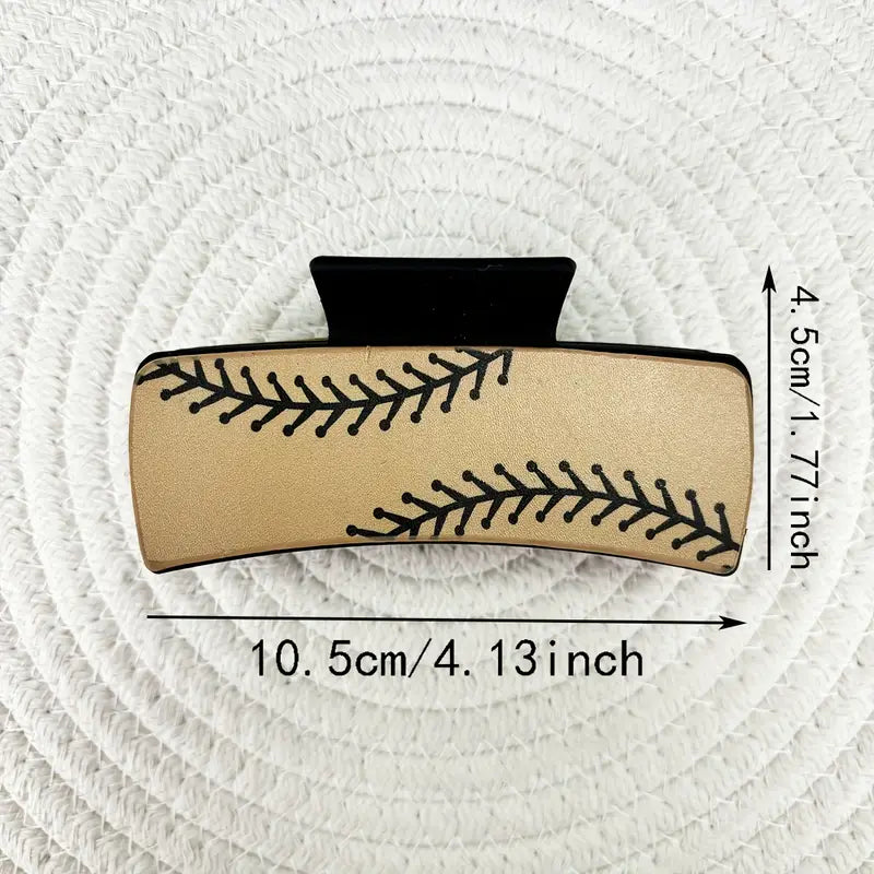 Baseball Printed Leather Hair Clip image 2