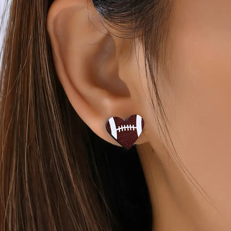 Wooden Heart Sport Stud Earrings image 0