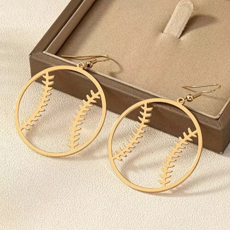 Stainless Baseball Earrings - Gold image 0