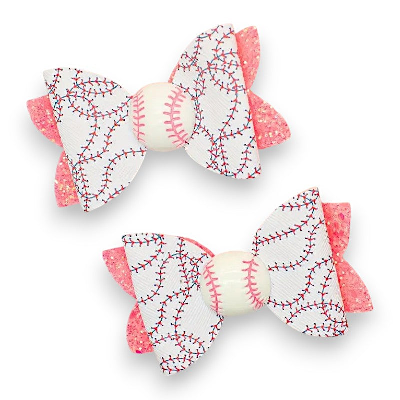 Pink Glitter Clip In Bow Set image 0