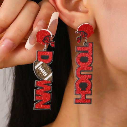 Football Touchdown Drop & Dangle Earrings image 1