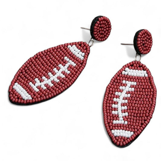 Beaded Football Drop Earrings image 1