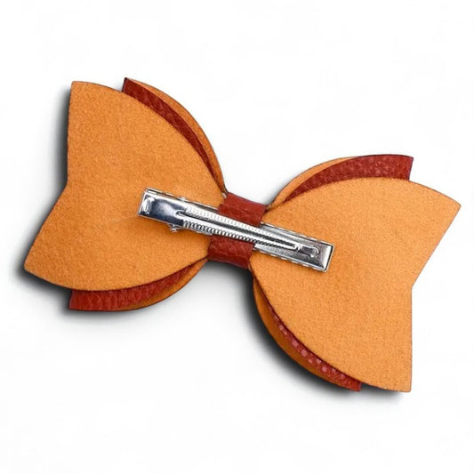 Faux Leather Football Hair Bow Clip image 1