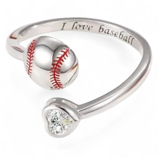 Adjustable I Love Baseball Rhinestone Ring image 1