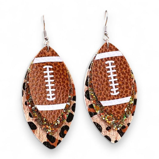 Glitter Faux Leather Football Earrings image 1