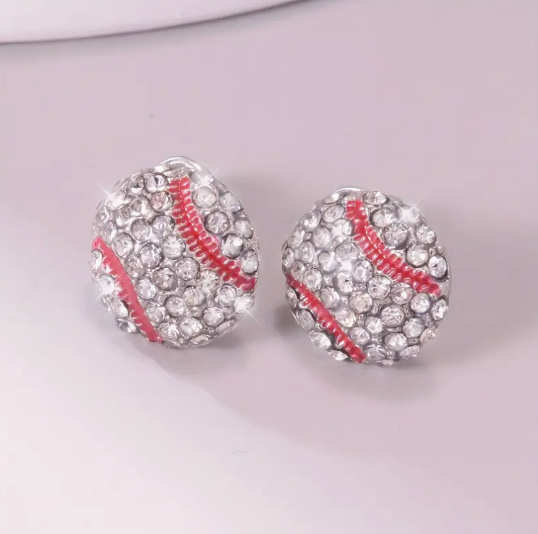 Rhinestone Baseball Stud Earrings image 0
