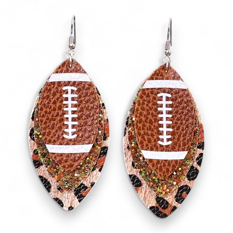Glitter Faux Leather Football Earrings image 3