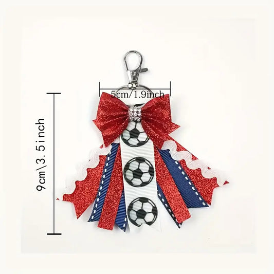 Soccer Glitter Bow Keychain image 1