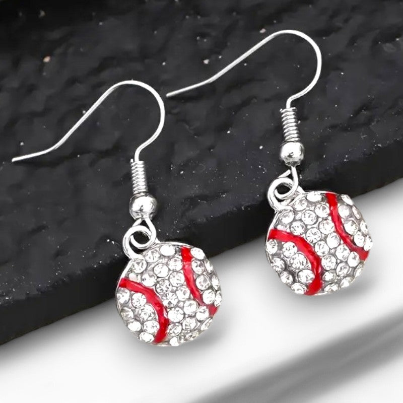 Rhinestone Baseball Hook Earrings image 0
