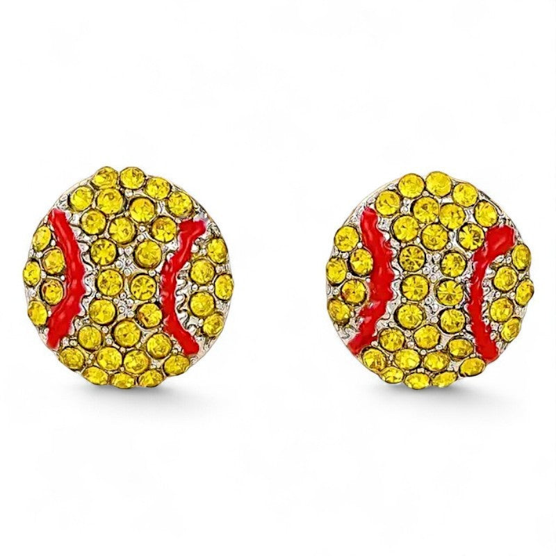 Rhinestone Softball Stud Earrings image 0
