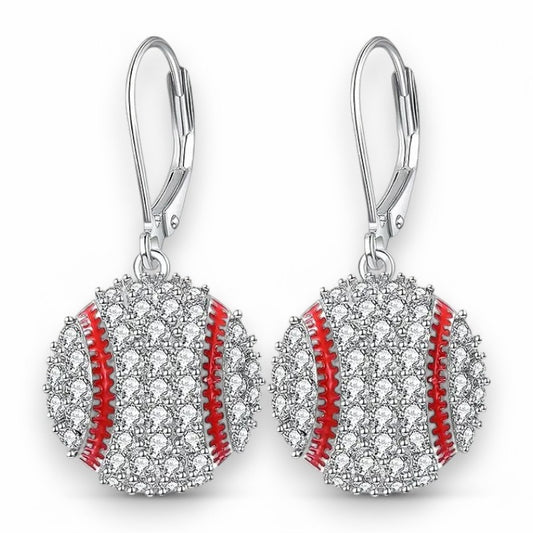 Rhinestone Baseball Earrings image 0