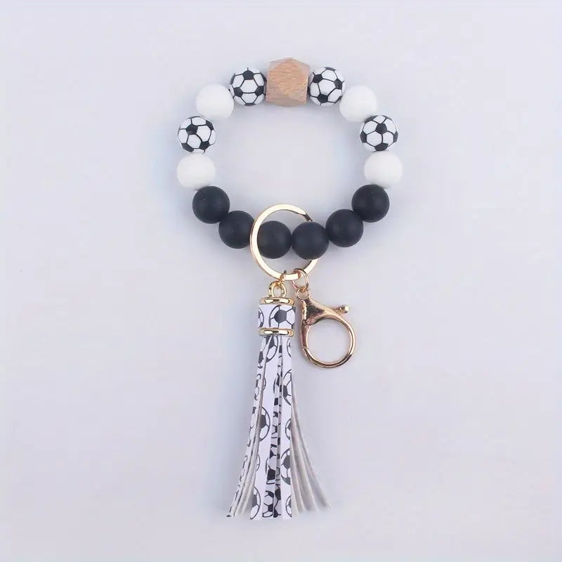 Leather Sports Tassel Bracelet Bangle Keychain Wristlet image 6