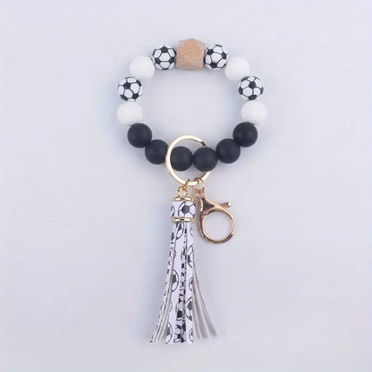 Leather Sports Tassel Bracelet Bangle Keychain Wristlet image 6