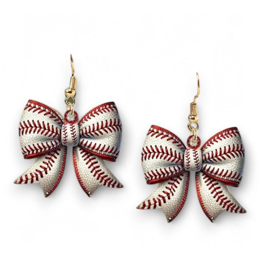 Vintage Baseball Bow Earrings image 0