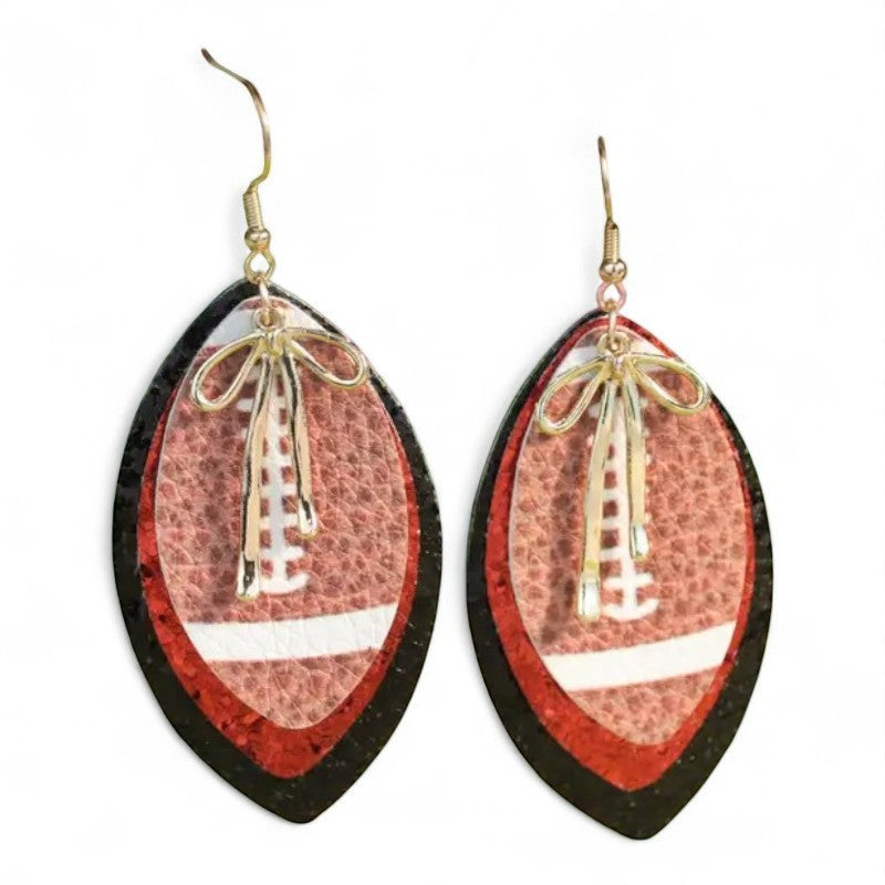 Glitter Football Bow Earrings image 1