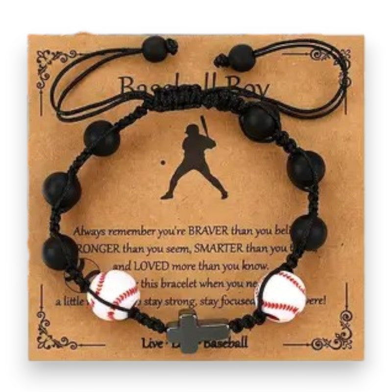 Baseball Boy Cross Bracelet with Card image 0