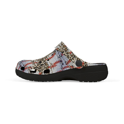 Leopard Print Baseball Kids EVA Foam Clogs