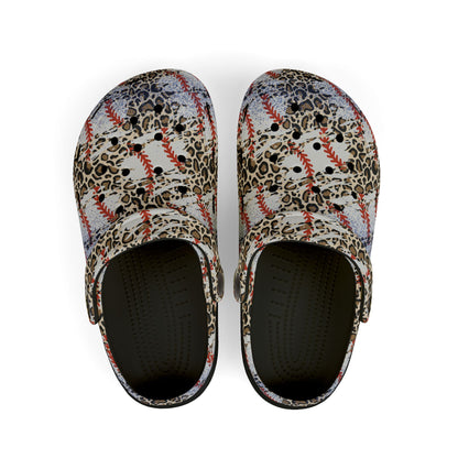 Leopard Print Baseball Kids EVA Foam Clogs