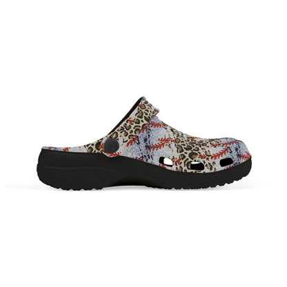 Leopard Print Baseball Kids EVA Foam Clogs