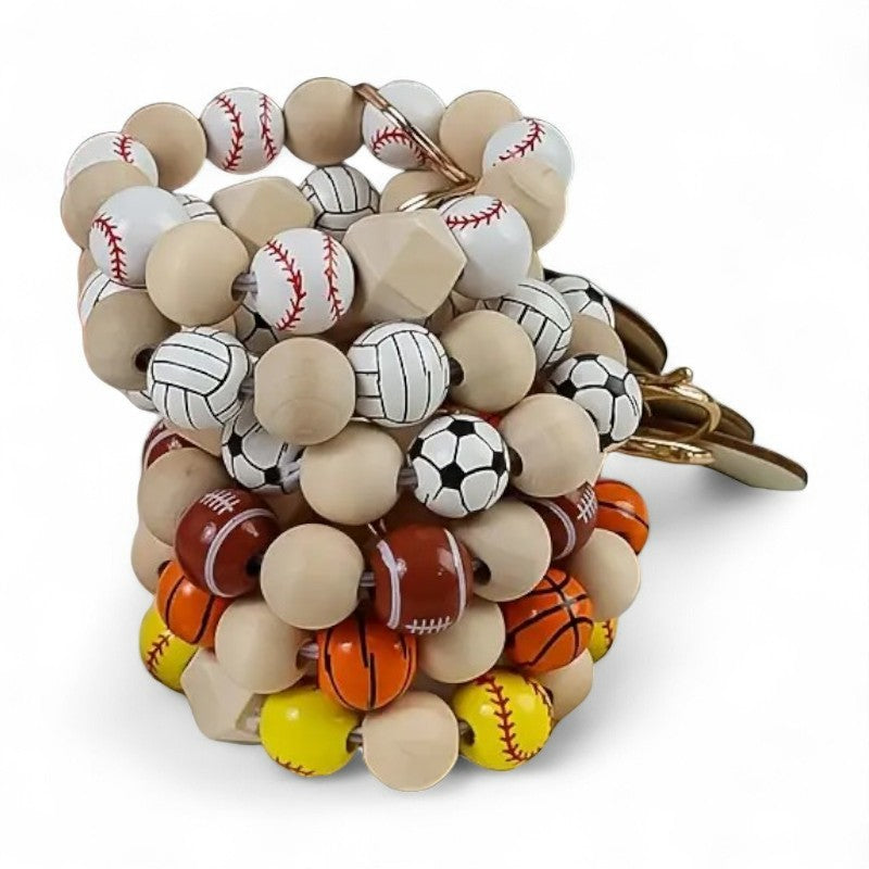 Mama Bear Sports Wooden Bead Wristlet Keychain image 2