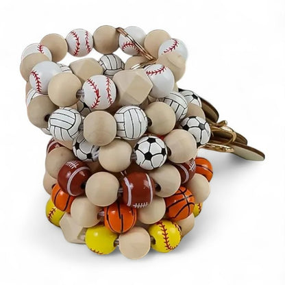 Mama Bear Sports Wooden Bead Wristlet Keychain image 2