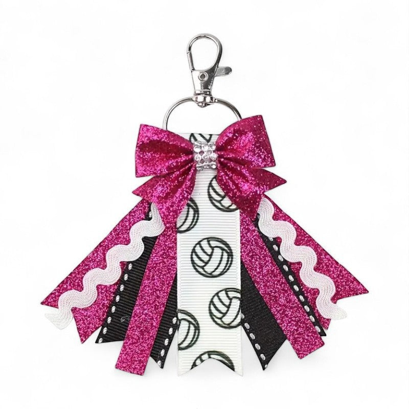 Volleyball Glitter Bow Keychain image 0