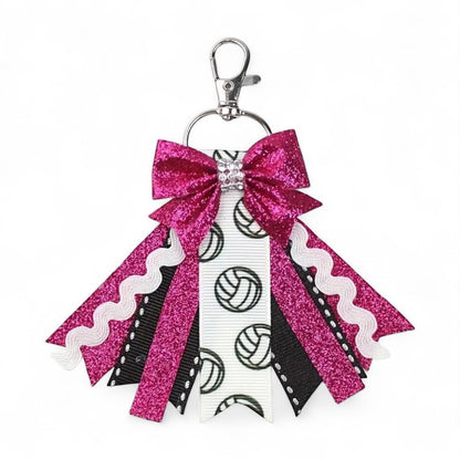 Volleyball Glitter Bow Keychain image 0