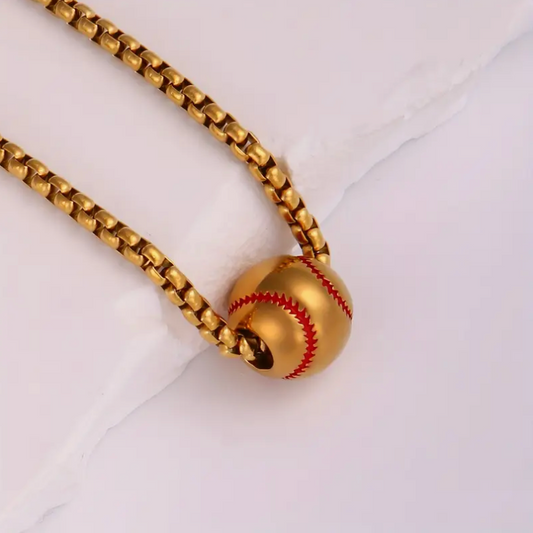 Titanium Baseball Drip Men's Pendant Necklace - Copper image 0