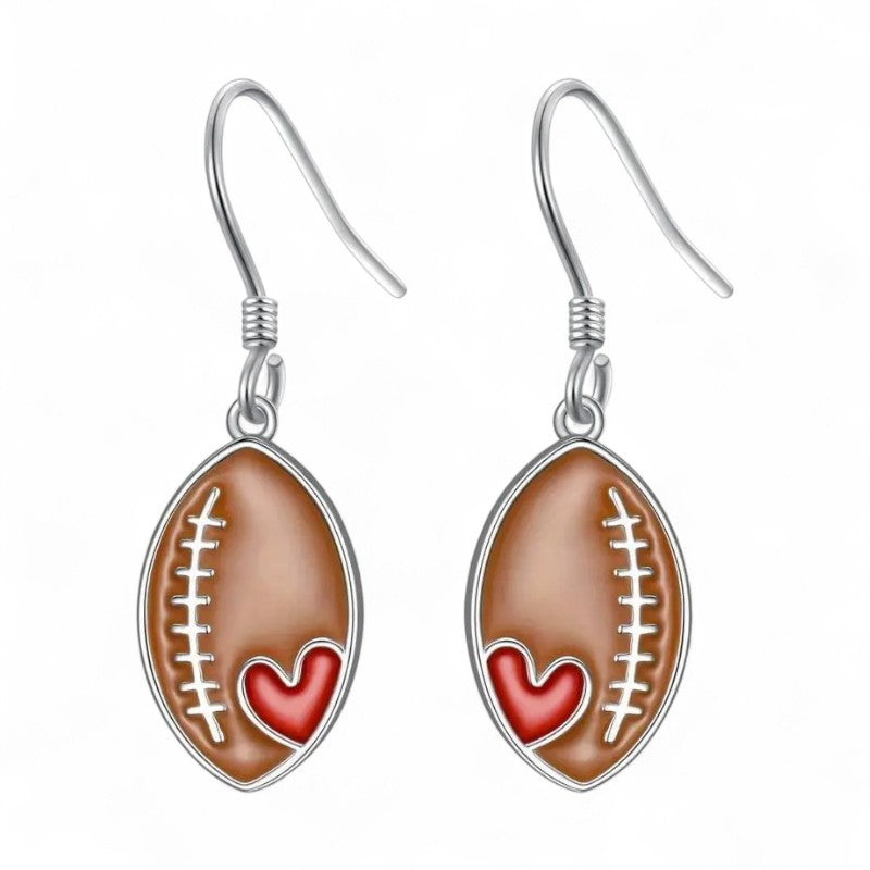 Football Heart Dangle Earrings image 0