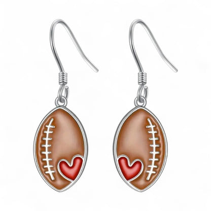 Football Heart Dangle Earrings image 0