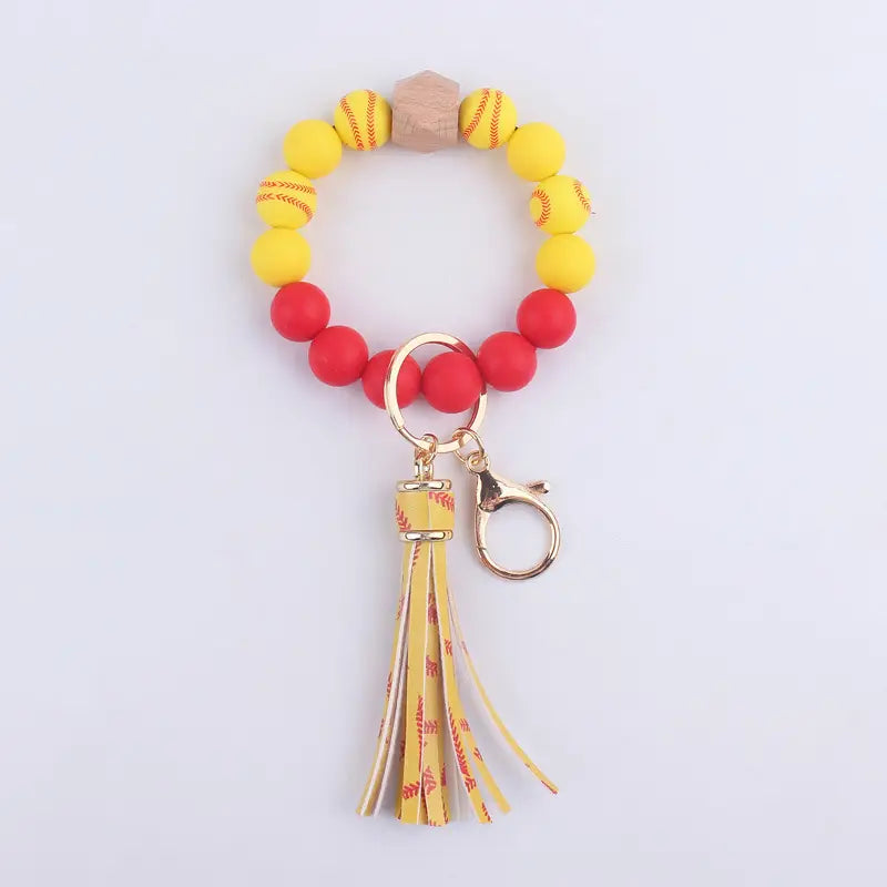 Leather Sports Tassel Bracelet Bangle Keychain Wristlet image 5
