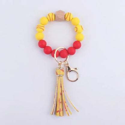Leather Sports Tassel Bracelet Bangle Keychain Wristlet image 5