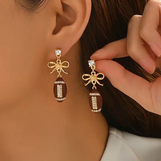 Bowknot Football Drop Earrings image 0