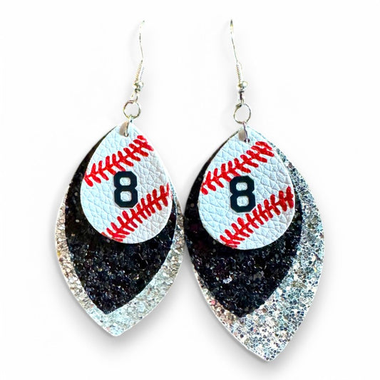 Glitter Faux Leather Baseball Earrings image 0