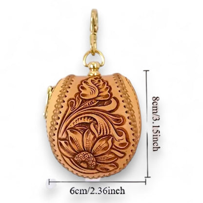 Tooled Leather Baseball Coin Purse Keychain image 2