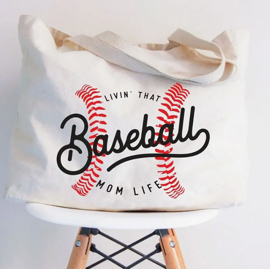 Livin That Baseball Life Canvas Tote image 0