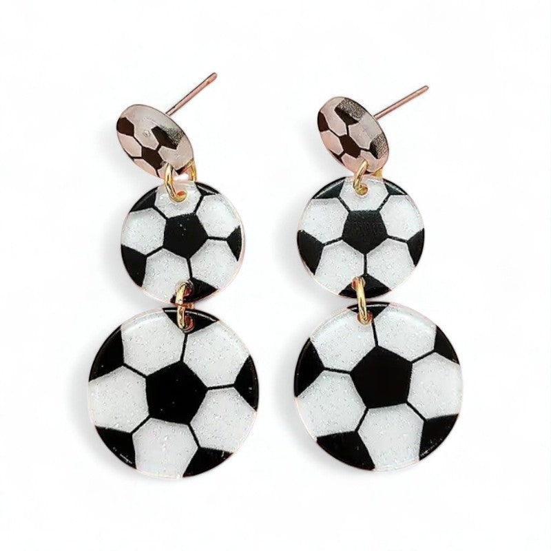 Glitter Soccer Dangle Earrings image 0
