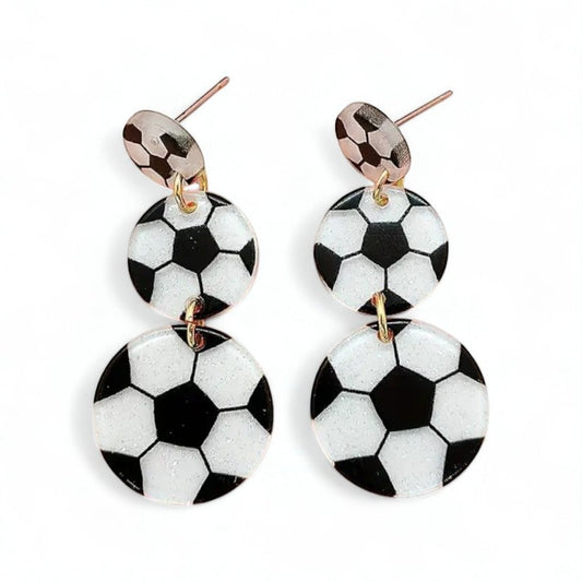 Glitter Soccer Dangle Earrings image 0