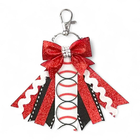 Baseball Glitter Bow Keychain image 0