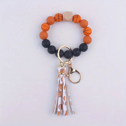Leather Sports Tassel Bracelet Bangle Keychain Wristlet image 3