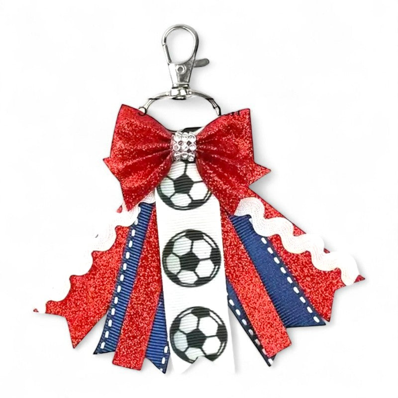 Soccer Glitter Bow Keychain image 0