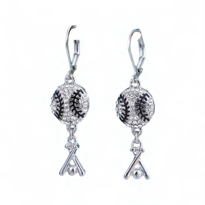 Rhinestone Baseball Bat Dangle Earrings image 2