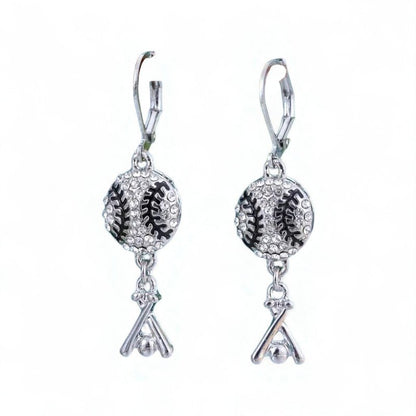 Rhinestone Baseball Bat Dangle Earrings image 2