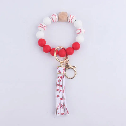 Leather Sports Tassel Bracelet Bangle Keychain Wristlet image 1