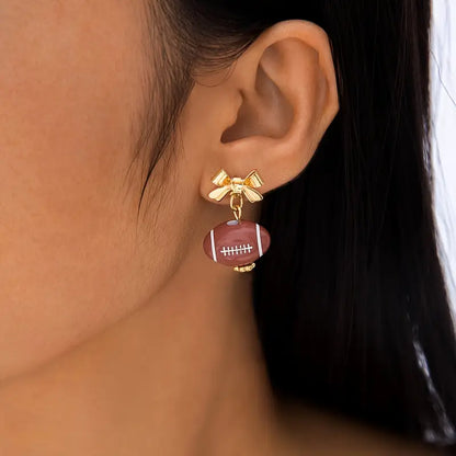 Vintage Gothic Football Pendant Earrings image 0