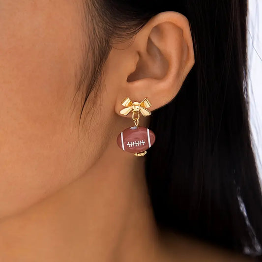 Vintage Gothic Football Pendant Earrings image 0