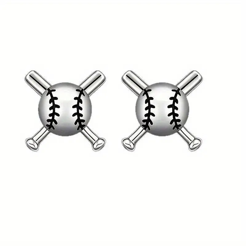 Baseball with Bats Stud Earrings image 0