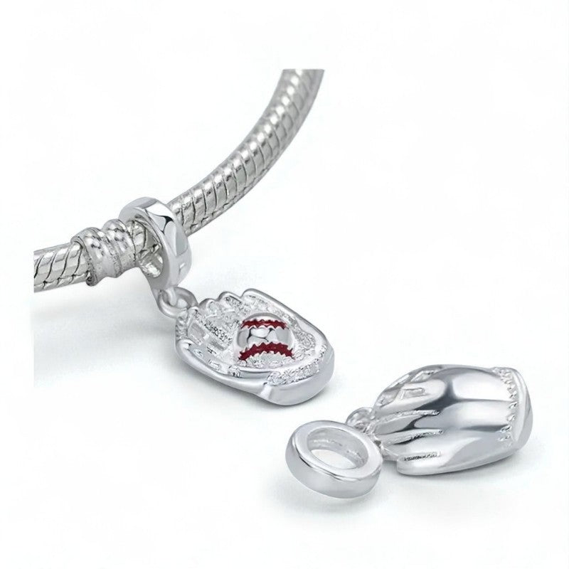 Baseball In Glove Bracelet Charm image 0