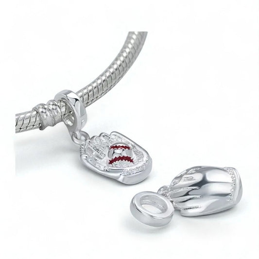 Baseball In Glove Bracelet Charm image 0
