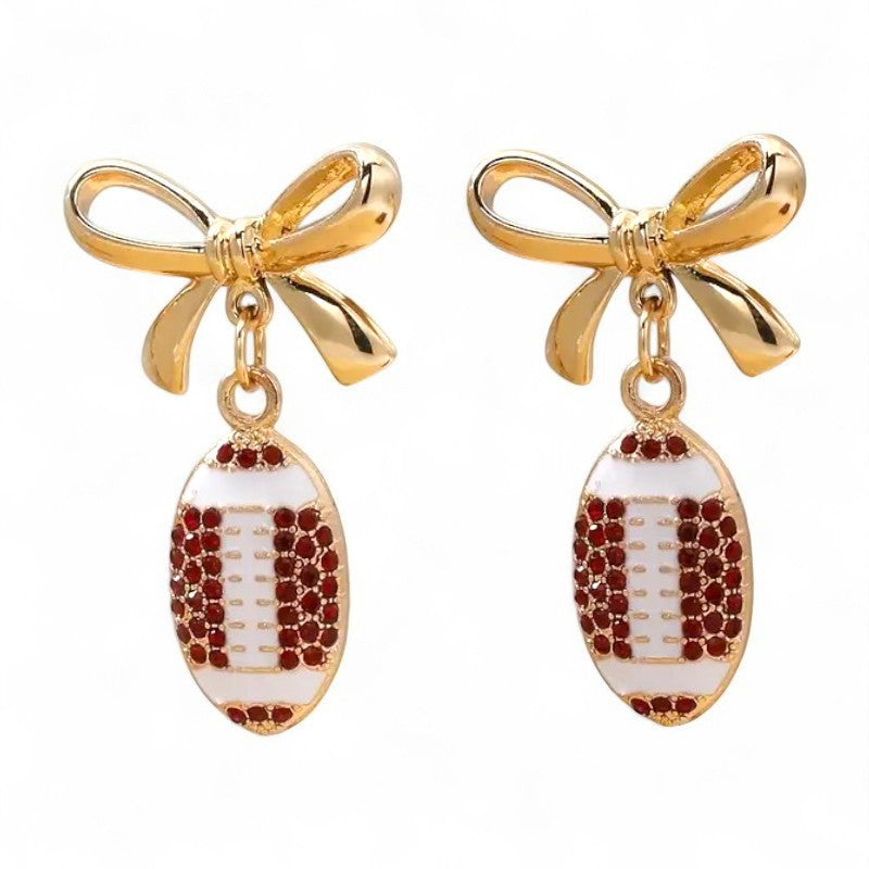 Rhinestone Football Bow Earrings image 1